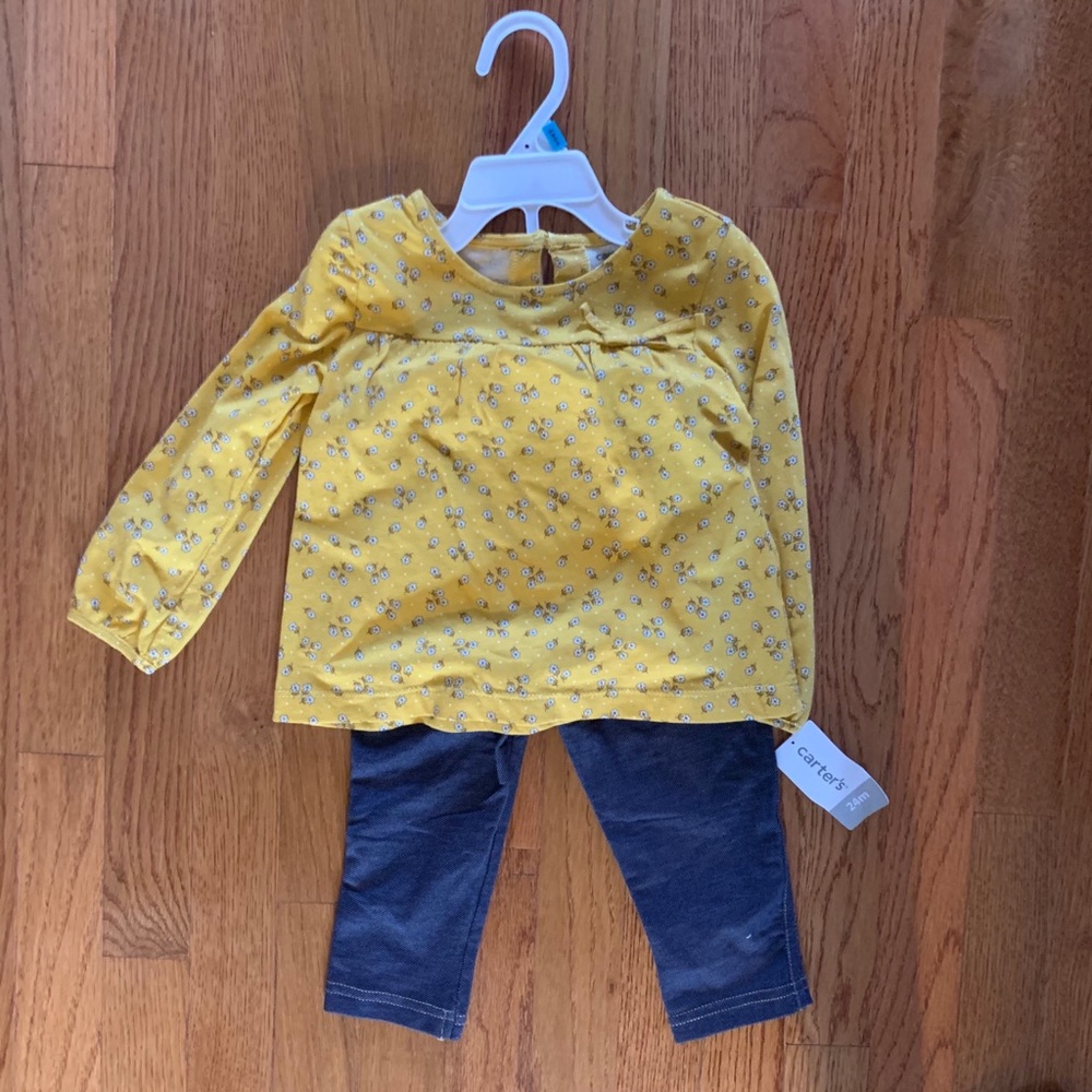 NWT Carter’s! Two piece leggings & flowered top!